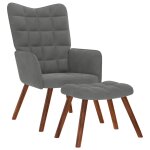 Vidaxl fauteuil relax avec tabouret en velours gris fonc�