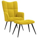 Vidaxl fauteuil relax avec tabouret en velours jaune moutarde