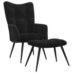 Vidaxl fauteuil relax avec tabouret en velours noir