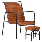 Vidaxl fauteuil de relaxation avec repose - pied marron cuir v�ritable