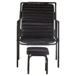 Vidaxl fauteuil de relaxation avec repose - pied noir cuir véritable Vidaxl fauteuil de relaxation avec repose - pied noir cuir véritable