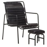 Vidaxl fauteuil de relaxation avec repose - pied noir cuir vritable
