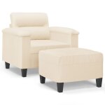 Vidaxl fauteuil avec repose - pied beige 60 cm tissu microfibre