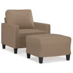 Vidaxl fauteuil avec repose - pied cappuccino 60 cm similicuir