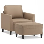 Vidaxl fauteuil avec repose - pied cappuccino 60 cm similicuir