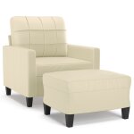 Vidaxl fauteuil avec repose - pied cr�me 60 cm similicuir