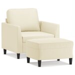Vidaxl fauteuil avec repose - pied cr�me 60 cm similicuir
