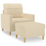 Vidaxl fauteuil avec repose - pied crme 60 cm tissu