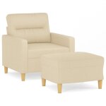 Vidaxl fauteuil avec repose - pied crme 60 cm tissu