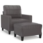 Vidaxl fauteuil avec repose - pied gris 60 cm similicuir Vidaxl fauteuil avec repose - pied gris 60 cm similicuir