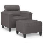 Vidaxl fauteuil avec repose - pied gris 60 cm similicuir