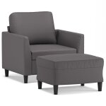Vidaxl fauteuil avec repose - pied gris 60 cm similicuir