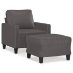 Vidaxl fauteuil avec repose - pied gris 60 cm similicuir
