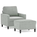 Vidaxl fauteuil avec repose - pied gris clair 60 cm velours