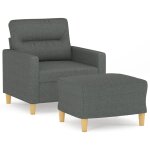 Vidaxl fauteuil avec repose - pied gris fonc 60 cm tissu