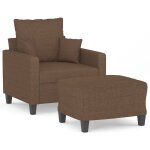 Vidaxl fauteuil avec repose - pied marron 60 cm tissu