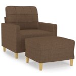 Vidaxl fauteuil avec repose - pied marron 60 cm tissu
