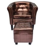 Vidaxl fauteuil avec repose - pied marron similicuir