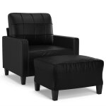 Vidaxl fauteuil avec repose - pied noir 60 cm similicuir