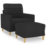 Vidaxl fauteuil avec repose - pied noir 60 cm tissu