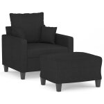 Vidaxl fauteuil avec repose - pied noir 60 cm tissu
