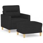 Vidaxl fauteuil avec repose - pied noir 60 cm tissu
