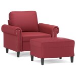 Vidaxl fauteuil avec repose - pied rouge bordeaux 60 cm similicuir