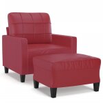 Vidaxl fauteuil avec repose - pied rouge bordeaux 60 cm similicuir