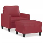 Vidaxl fauteuil avec repose - pied rouge bordeaux 60 cm similicuir