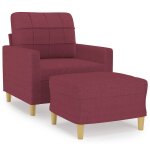 Vidaxl fauteuil avec repose - pied rouge bordeaux 60 cm tissu