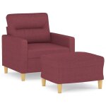 Vidaxl fauteuil avec repose - pied rouge bordeaux 60 cm tissu