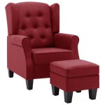 Vidaxl fauteuil avec repose - pied rouge bordeaux tissu