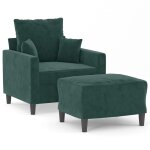 Vidaxl fauteuil avec repose - pied vert fonc� 60 cm velours