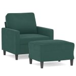 Vidaxl fauteuil avec repose - pied vert foncé 60 cm velours Vidaxl fauteuil avec repose - pied vert foncé 60 cm velours