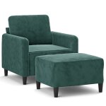Vidaxl fauteuil avec repose - pied vert fonc� 60 cm velours