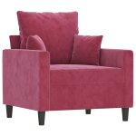 Vidaxl fauteuil rouge bordeaux 60 cm velours