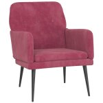 Vidaxl fauteuil rouge bordeaux 62x79x79 cm velours