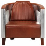 Vidaxl fauteuil en style d'aviation marron cuir vritable