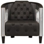 Vidaxl fauteuil en style d'aviation noir cuir véritable Vidaxl fauteuil en style d'aviation noir cuir véritable