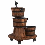 Vidaxl fontaine � eau sur roues pompe 55x55x80 cm bois de sapin massif