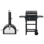Vidaxl four � pizza et barbecue d'ext�rieur 3 en 1 noir