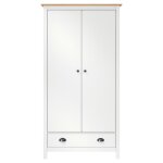 Vidaxl garde - robe  2 portes hill blanc 89x50x170cm bois de pin solide