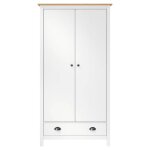 Vidaxl garde - robe � 2 portes hill blanc 89x50x170cm bois de pin solide