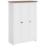 Vidaxl garde - robe 3 portes blanc 118x50x171, 5cm pin assortiment panama