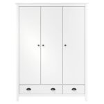 Vidaxl garde - robe  3 portes hill blanc 127x50x170 cm bois pin solide