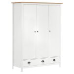 Vidaxl garde - robe � 3 portes hill blanc 127x50x170 cm bois pin solide