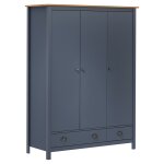Vidaxl garde - robe � 3 portes hill gris 127x50x170 cm pin solide