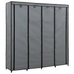 Vidaxl garde - robe avec 4 compartiments gris 175x45x170 cm