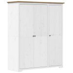 Vidaxl garde - robe bodo blanc marron 146x53, 5x173 cm bois massif de pin