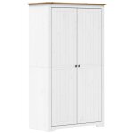 Vidaxl garde - robe bodo blanc marron 99x53, 5x173 cm bois massif de pin